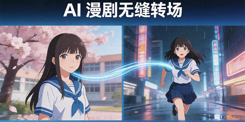 AI 漫剧转场生硬掉完播？4 个一样 + 动作匹配，没有特效丝滑转场