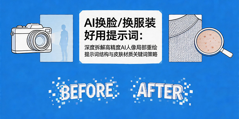 AI拆解换脸/换服装好用提示词：拆解高精度AI人像局部重绘提示词结构与皮肤材质关键词策略